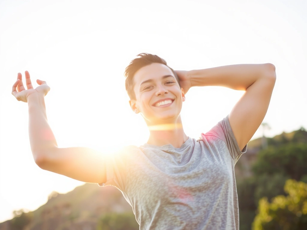 O persoană sănătoasă care se bucură de viață