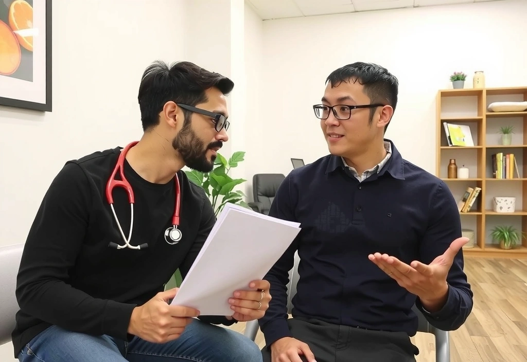 O persoană consultând un medic sau nutriționist despre suplimente